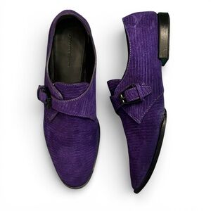 Alexander Wang Ruby Purple Corduroy Suede Monk Strap Buckle Brogues 8